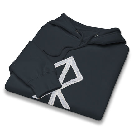 Norse Viking rune hoodie featuring the Courage Bind warrior symbol print.