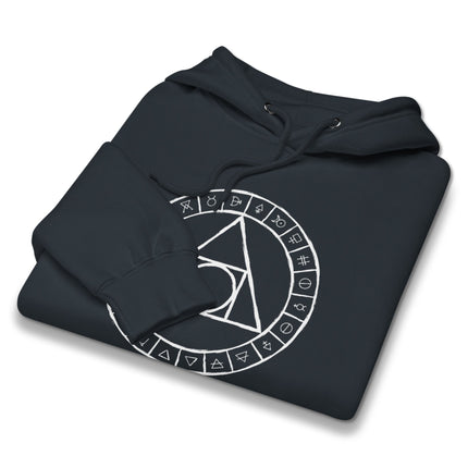 Philosopher's Stone alchemy symbol hoodie featuring esoteric elements design print.