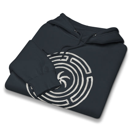 Hecate's Wheel Strophalos design printed on a pagan goddess pullover hoodie.