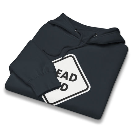 Dead End Sign graphic on black pullover hooded sweatshirt.