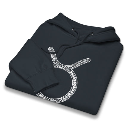 Ornate Taurus zodiac symbol graphic on a comfortable astrology pullover hoodie.