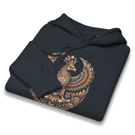 Shabaz Persian Mythology Eagle Hoodie | Mythical Bird Graphic Pullover Hoodie