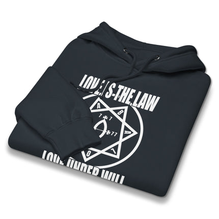 Love Is The Law Star of Babalon Aleister Crowley themed hoodie pullover.