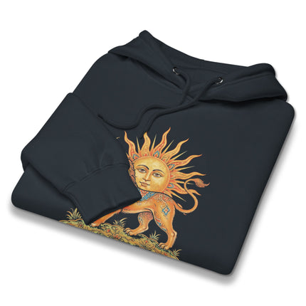 Lion & Sun Persian Symbol Hoodie | Iranian Heritage Graphic Pullover Hoodie