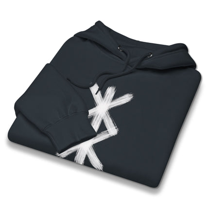 Norse Protection Bind rune symbol pullover hoodie featuring Viking runic designs.
