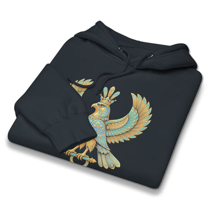 Persian Shahbaz Falcon Hoodie | Mythical Winged Bird Symbol Pullover Hoodie