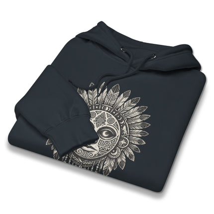 Tribal Lunar Mask Sacred Geometry Graphic Hoodie - Bohemian Style