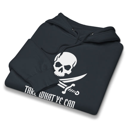 Jolly Roger skull sabers hoodie with pirate quote pullover.