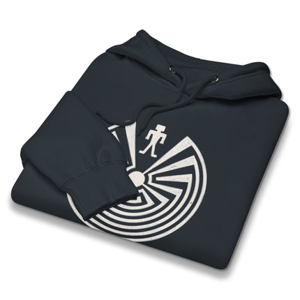 Man in the Maze Tohono O'odham symbol pullover hoodie design featuring Native American art.
