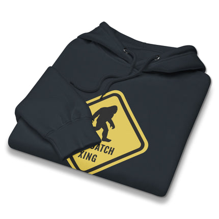 Sasquatch Xing Warning Sign Hoodie | Bigfoot Crossing Funny Pullover Hoodie
