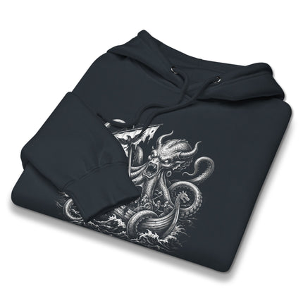 Kraken Viking Ship Hoodie | Sea Monster Mythical Unisex Pullover Hoodie