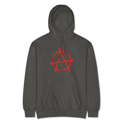 Black hoodie featuring a bold red inverted pentagram occult symbol design.