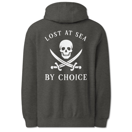 Jolly Roger skull and crossbones back print pullover hoodie design.