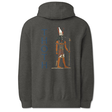 Thoth Egyptian god back print on an ancient mythology pullover hoodie design.