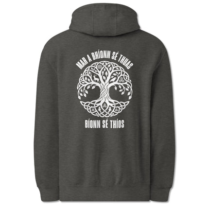 Celtic Tree of Life hoodie featuring As Above So Below Gaelic art print on the back.
