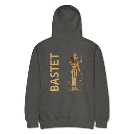 Bastet Egyptian Cat Goddess print hoodie featuring ancient mythology designs on the back.