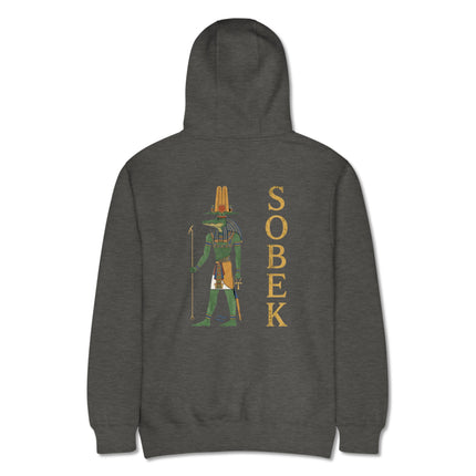 Ancient Egypt Sobek crocodile god mythology back print pullover hoodie featuring divine Egyptian art.