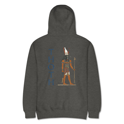 Thoth Egyptian god back print hoodie with ancient mythology artwork.