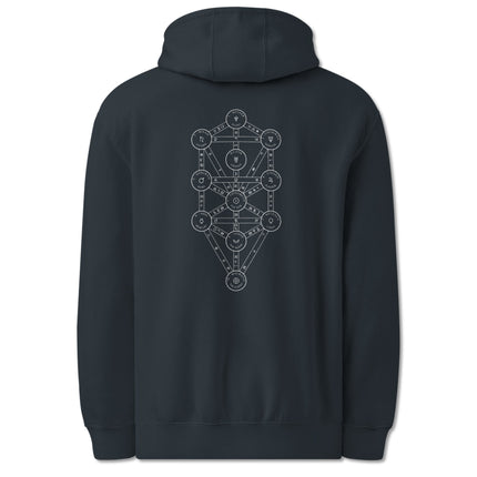 Kabbalah Tree of Life hoodie with esoteric Sephirot symbol back print design.