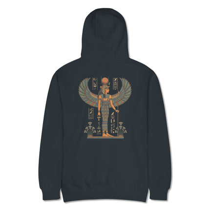 Isis Egyptian goddess print on a mythology pullover hoodie featuring ancient artwork.