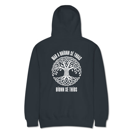 Celtic Tree of Life hoodie featuring intricate Gaelic symbolism and 'As Above So Below' design.