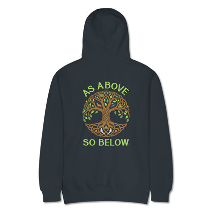 Yggdrasil Tree of Life hoodie featuring Celtic pagan As Above So Below design print.