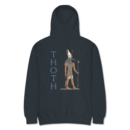 Thoth Egyptian god graphic print on an ancient mythology themed pullover hoodie.