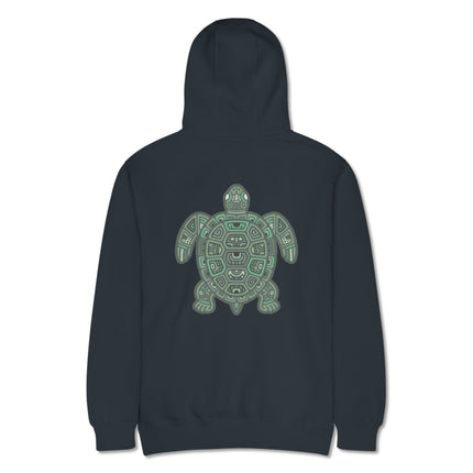 Geometric tribal sea turtle back print on pullover hoodie.