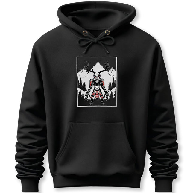 Wendigo Skull Antlers Hoodie | Cryptid Tribal Forest Pullover Hoodie