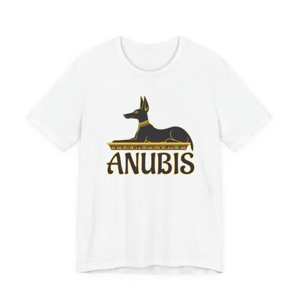 Anubis Egyptian god silhouette graphic tee featuring the jackal-headed deity design.