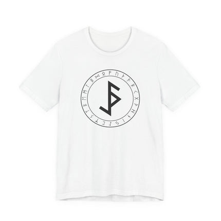 Bind Rune and Elder Futhark runes graphic tee for Norse protection and symbolism.