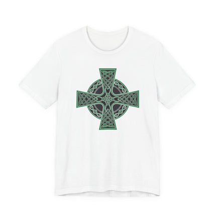 Celtic Cross knotwork graphic t-shirt design featuring intricate Irish knotwork.