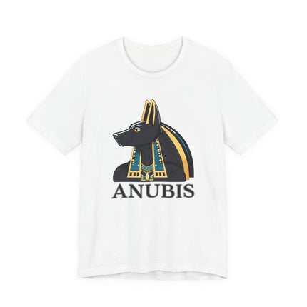 Anubis Egyptian god graphic tee featuring the jackal-headed deity and the name ANUBIS.