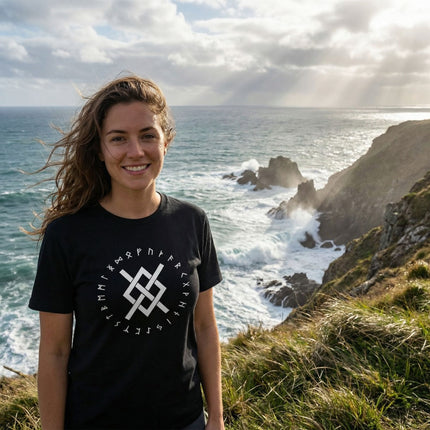 Norse Gungnir Runic Knot T-Shirt | Viking Odin's Spear Symbol Unisex Tee | V2