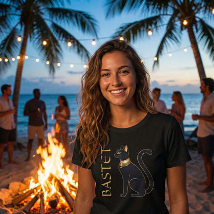 Bastet Cat T-Shirt | Egyptian Goddess Graphic and Text Tee | V2