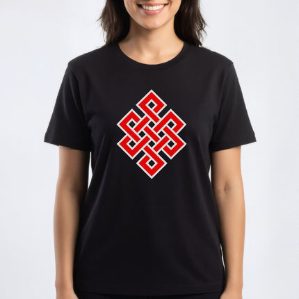 Endless Knot T-Shirt | Buddhist Symbol Red Graphic Unisex Tee | V2