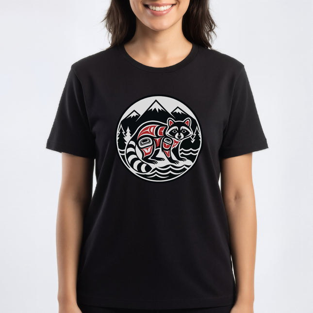 Raccoon Formline Art T-Shirt | Indigenous PNW Wildlife Tee | Raccoon