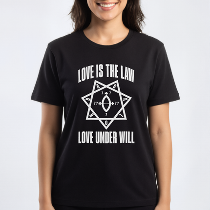 Star of Babalon Unicursal Hexagram T-Shirt | Thelema Love Is The Law Tee | 2