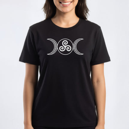 Triple Moon Goddess Triskelion Celtic Knotwork T-Shirt | Witchy Tee | V7