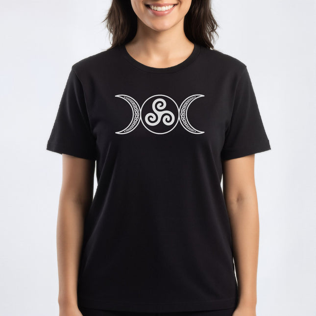 Triple Moon Goddess Triskelion Celtic Knotwork T-Shirt | Witchy Tee | V7