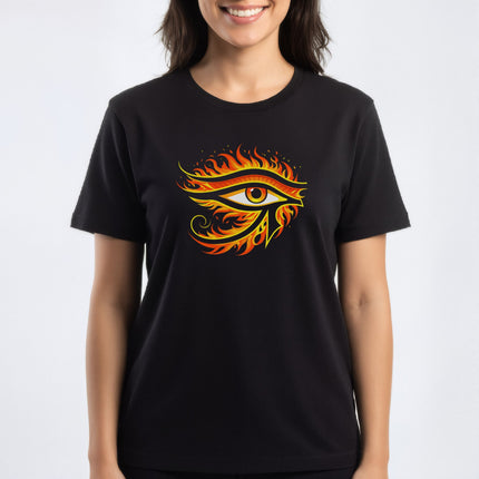 Eye of Ra Fire T-Shirt | Ancient Egyptian God Symbolic Tee | V2