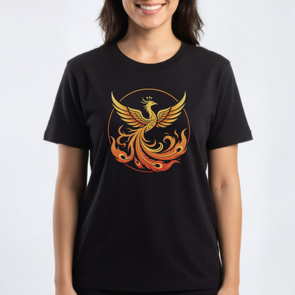 Phoenix Rising From Flames Graphic T-Shirt | Fiery Unisex Graphic Tee V2